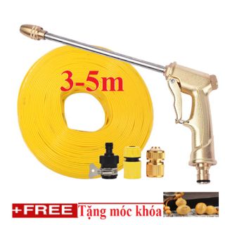 Bộ dây vòi xịt nước rửa xe,tưới cây .tăng áp 3 lần,loại 3m,5m 206701-3 đầu đồng,cút đồng,nối nhựa d+tặng móc khoá giá sỉ