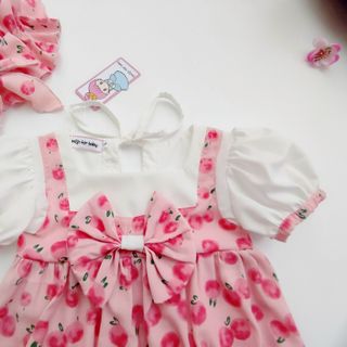 Body quả đỏ phối nơ ngực xinh xắn cho bé yêu