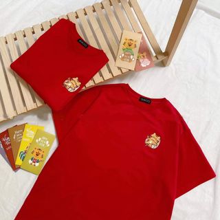 Áo phông nữ form rộng hàng thiết kế cao cấp thêu chú hổ xinh xắn màu đỏ tôn da chất vải cotton siêu đẹp freesize mã bán chạy