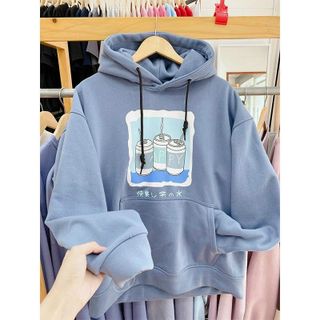 Áo hoodie tay phồng cánh dơi 3 lon nước chất thun nỉ 70kg nón 2 lớp