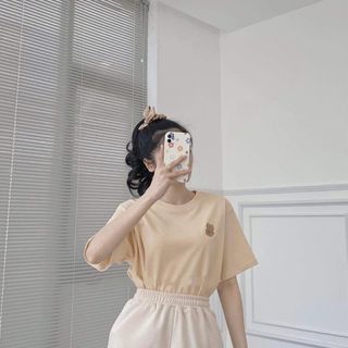 Áo phông nữ gam màu pastel in hình chú gấu nhỏ đơn giản cá tính áo thun nữ bán chạy mẫu mới năm 2022