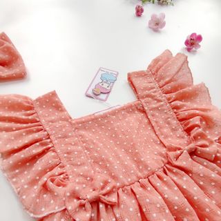 Body váy cánh tiên bi cam dễ thương