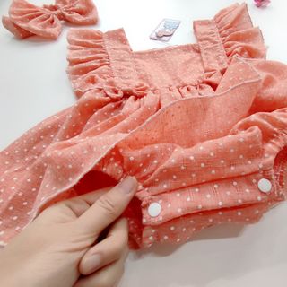 Body váy cánh tiên bi cam dễ thương