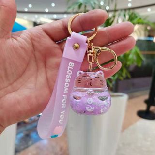 Móc khóa Mèo Tài Lộc Thủy Tinh Dạng Nước