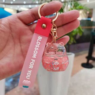 Móc khóa Mèo Tài Lộc Thủy Tinh Dạng Nước