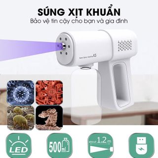 Máy Xịt Khử Khuẩn Cầm Tay, Súng Phun Khử Khuẩn K5 Pro Cao Cấp Bằng Tia Uv