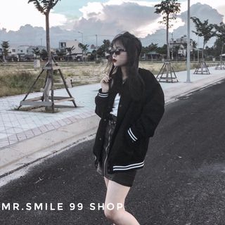 Áo khoác Nam Bomber nhung tăm Nam Nữ Unisex Form Rộng Oversize Cao cấp Phong Cách Hàn quốc Street Style Mr.Smile 99