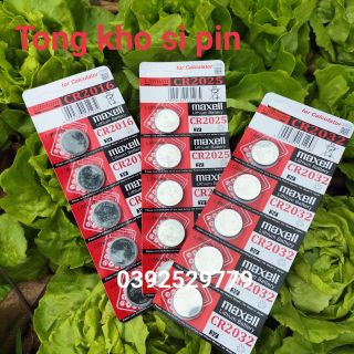 Vỉ 5 viên Pin CR2032 maxcell (3V) loại pin cúc áo