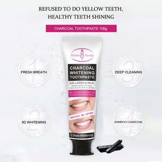 Kem Đánh Răng Than hoạt chất Aichun giúp răng trắng sáng , đẩy lùi ố vàng , chắc khoẻ