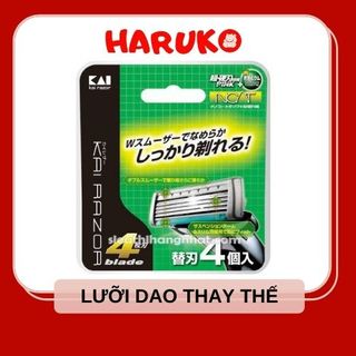 Set 4 lưỡi dao thay thế KAI (dao 5 lưỡi kép, hộp xanh) nội địa Nhật giá sỉ