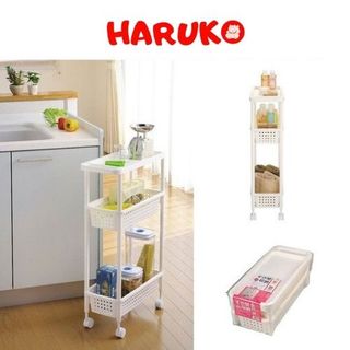 Kệ bếp nhựa cao cấp 3 tầng có bánh xe nội địa Nhật