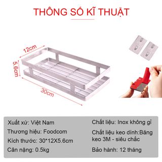 Kệ gia vị dán tường đa năng - Kích thước 30cm - Dán siêu chắc