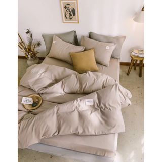 Bộ Chăn Ga Cotton Tici Cao Cấp Phong Cách Hàn Quốc Đủ Size Đủ Màu CÓ CHĂN CHẦN BÔNG - KO VỎ ÔM