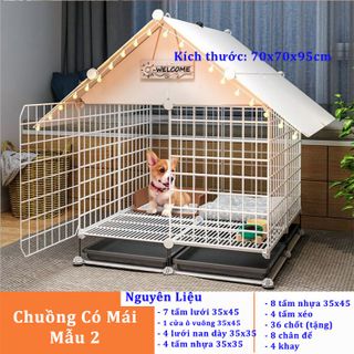 Tấm Ghép Lồng Quây, Chuồng Quây Cho Thú Cưng Chó Mèo - Mẫu Chuồng Thú Cưng Có Mái Che