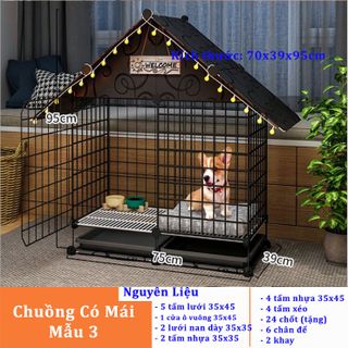 Tấm Ghép Lồng Quây, Chuồng Quây Cho Thú Cưng Chó Mèo - Mẫu Chuồng Thú Cưng Có Mái Che