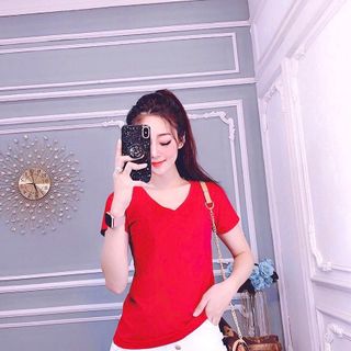 Áo thun thái cổ tim trơn form dưới 60kg Xưởng may YoYo chuyên sỉ áo thun thái