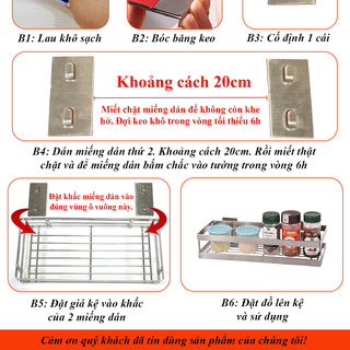 Kệ đựng gia vị dán tường inox đa năng Foodcom - Made in Việt Nam - Hàng đẹp mời sỉ