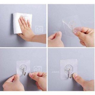 Móc Dán Tường Siêu Dính Trong Suốt Chịu Lực Tốt Treo Tường Chắc Chắn 6x6cm - Hàng Cap Cấp Loại 1