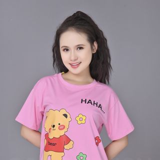 Đồ bộ nữ,sét bộ đi chơi,in hình con gấu ,mặc nhà chất liệu thun coton cao cấp 100% co giản,thoáng mát thời trang mới Đbđ 01