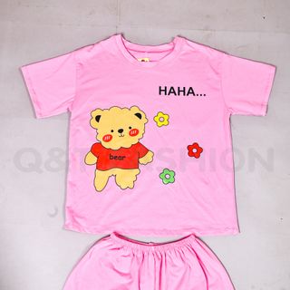 Đồ bộ nữ,sét bộ đi chơi,in hình con gấu ,mặc nhà chất liệu thun coton cao cấp 100% co giản,thoáng mát thời trang mới Đbđ 01