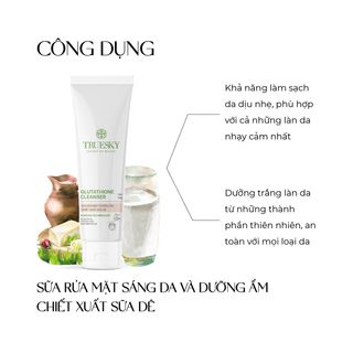Sữa rửa mặt sáng da và dưỡng ẩm chiết xuất sữa dê Truesky Glutathione Cleanser 50g