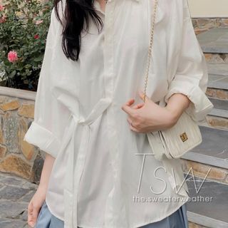 Áo sơ mi dây buộc eo chất lụa hàn , mát không nhăn