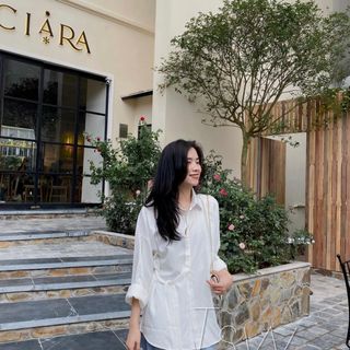Áo sơ mi dây buộc eo chất lụa hàn , mát không nhăn