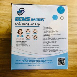 [THÙNG] KHẨU TRANG Y TẾ KHÁNG KHUẨN CAO CẤP GEMS MASK (4 LỚP, HỘP 50 CÁI) CÓ LỌC BFE 99% NGỌC KHÁNH - 50 HỘP/THÙNG