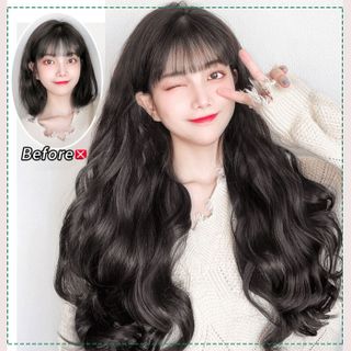 Dải tóc kẹp phím giả xoăn, sợi tóc tơ mềm mại, giống tóc thật