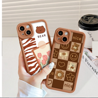 Ốp lưng iphone cạnh vuông lỗ camera gấu hoa 6s/6splus/7/7plus/8/8plus/x/xr/xs/11/12/13/pro/max/plus/promax