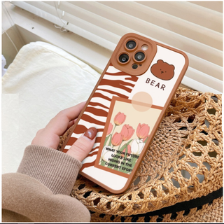 Ốp lưng iphone cạnh vuông lỗ camera gấu hoa 6s/6splus/7/7plus/8/8plus/x/xr/xs/11/12/13/pro/max/plus/promax