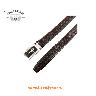 Dây lưng da TRÂU D110 King Leather in vân cá sấu full box bảo hàng 24 tháng