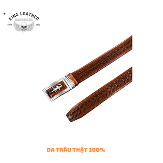 Dây lưng da TRÂU D110 King Leather in vân cá sấu full box bảo hàng 24 tháng