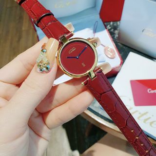 ĐỒNG HỒ CARTlER DA NỮ ĐỎ MINI CAO CẤP