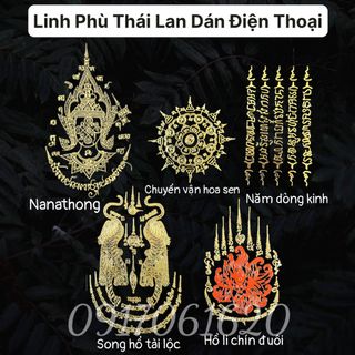 Miếng dán Điện Thoại Của Thái Lan Hồ Ly 9 đuôi - Kinh 5 Dòng - Thần NanaThong Phù hợp cho nhiều dòng máy đẹp lung linh giá sỉ