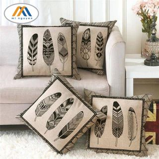 Gối Tựa Lưng Vải Lanh Họa Tiết
