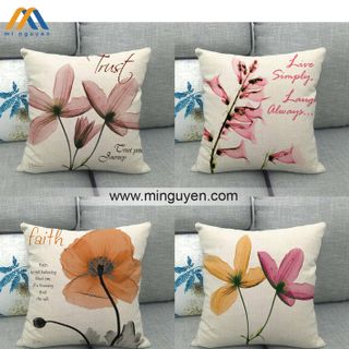 Gối Tựa Lưng Vải Lanh Họa Tiết