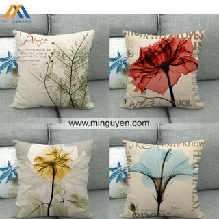 Gối Tựa Lưng Vải Lanh Họa Tiết