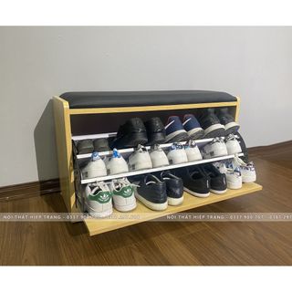 tủ giày thông minh 3 tầng có đệm ghế da ngồi