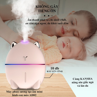 Máy phun sương tạo ẩm mini hình con mèo AH02 - Khuếch tán tinh dầu - Thích hợp cho diện tích 10-15m2