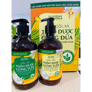 COMBO DẦU GỘI XẢ THẢO DƯỢC GỪNG DỪA HỮU CƠ CỎ CÂY HOA LÁ LÀM SẠCH DA ĐẦU, HỖ TRỢ GIẢM NGỨA HIỆU QUẢ, DƯỠNG TÓC MỀM MƯỢT VÀ CHẮC KHOẺ giá sỉ