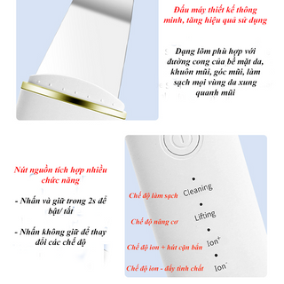 Máy cà da tẩy tế bào chết KANSHA BE06-Sạch sâu-Đánh bay bụi bẩn, mụn ẩn, mụn đầu đen - Rung sóng âm kết hợp ion +/ion -