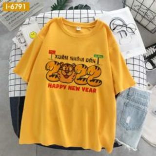 Áo Unisex Màu Trắng In Hình Hổ Năm Mới