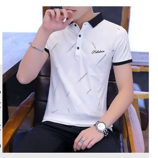 áo cổ trụ in trắng xám