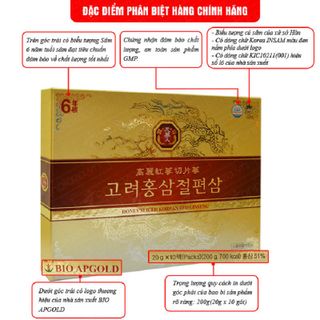 Hồng sâm lát tẩm mật ong chính hãng Bio ApGold sâm Hàn Quốc 6 năm tuổi