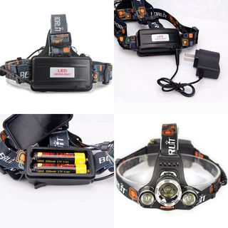 ĐÈN PIN ĐỘI ĐẦU 3 BÓNG HEADLIGHT - ĐÈN PIN T6 SIÊU SÁNG - KÈM SẠC & 2 PIN/