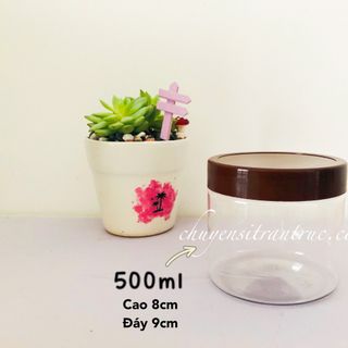 Hũ Nhựa PET Nắp Nhựa 500ml (nâu, đen, trắng)