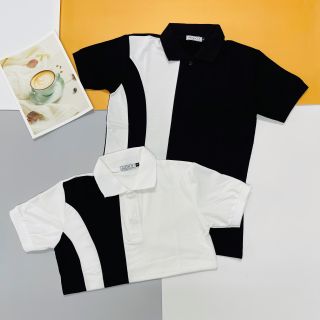 ÁO THUN NAM PHỐI HAI MÀU TRẮNG ĐEN VẢI COTTON