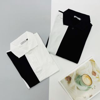 ÁO THUN NAM PHỐI HAI MÀU TRẮNG ĐEN VẢI COTTON