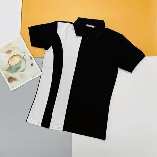 ÁO THUN NAM PHỐI HAI MÀU TRẮNG ĐEN VẢI COTTON